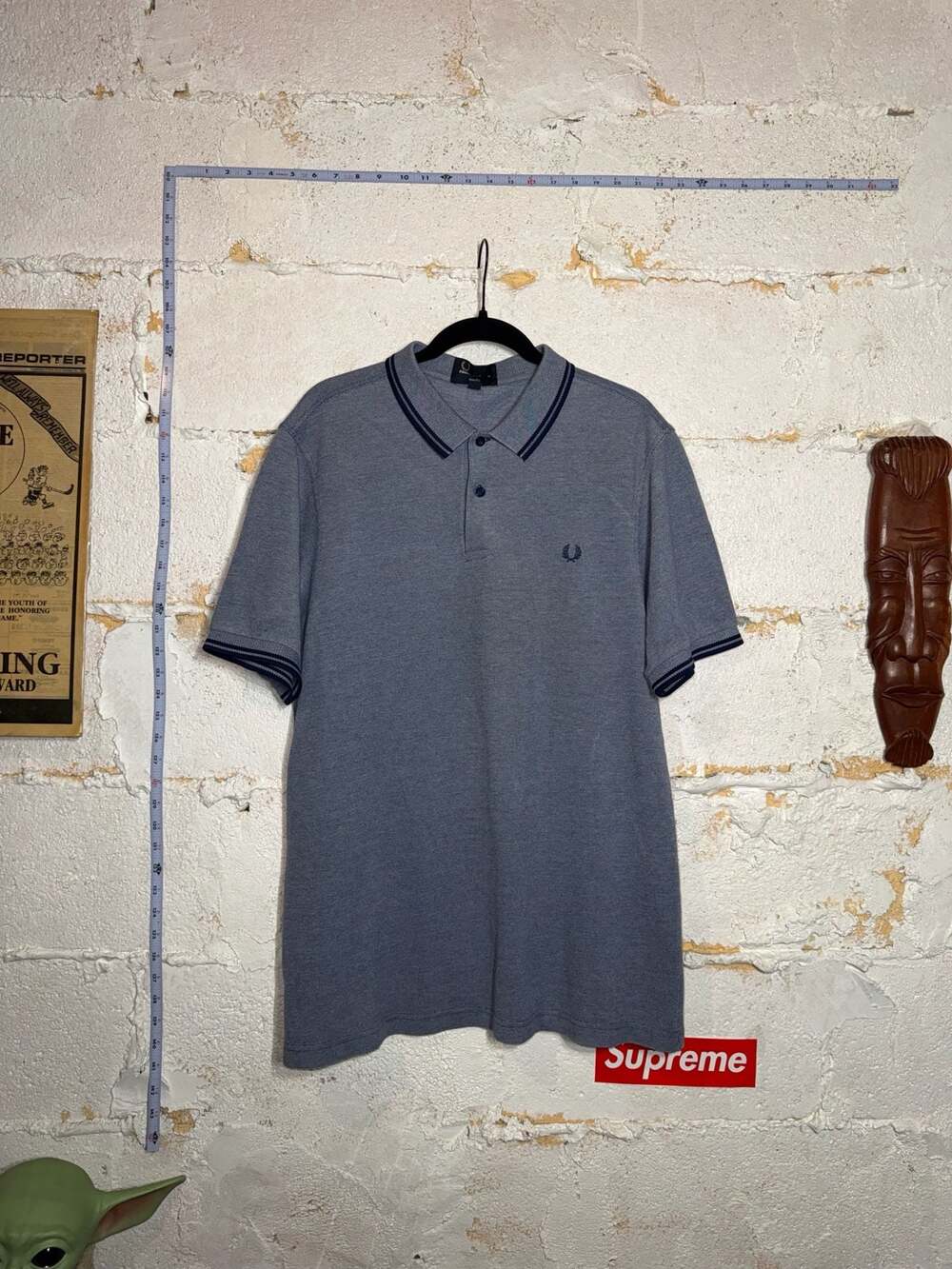 Fred Perry M3600 Twin Tipped Slim Fit Polo Shirt Grey/Navy XL